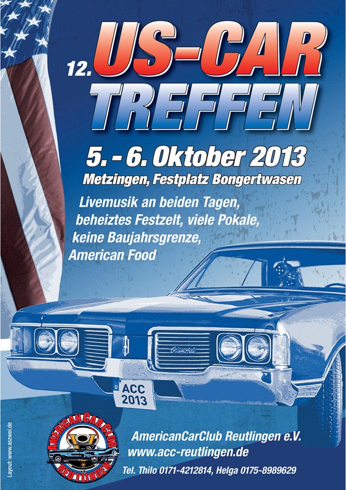 Veranstaltungs-Flyer vom 12. US-Car Treffen des ACC Reutlingen e.V.: Seite 1